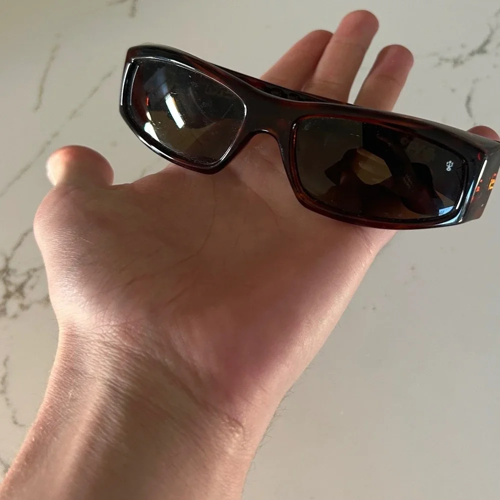 Spy Optic D5 Sunglasses Dark Tortoise Wrap Around Rectangular Made in Italy